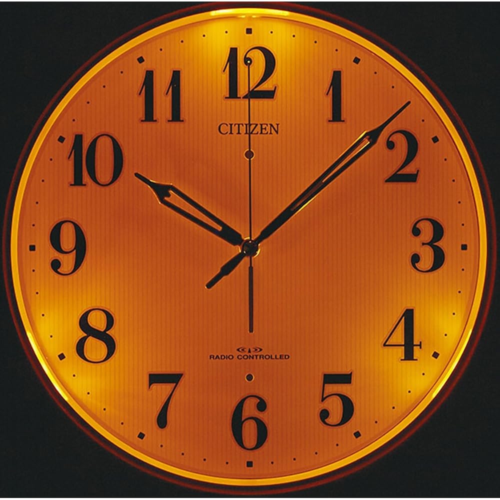 RHYTHM Citizen Wall Clock Radio Clock Analog Dark Light Automatic Lighting High Brightness LED Wood Brown (Light Brown) φ33.0×5.1cm CITIZEN 4MYA35-007