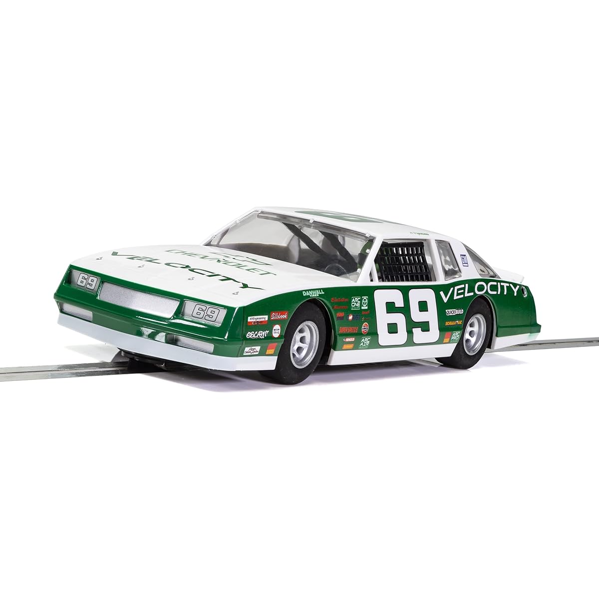 Scalextric Chevrolet Monte Carlo 1986#69 1:32 Slot Race Car C3947 Green/White