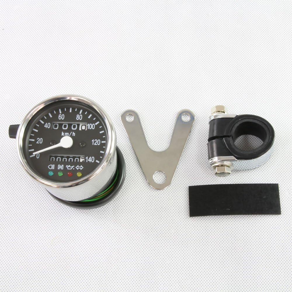 Rise Corporation Motorcycle Speedometer with LED Backlight Function 140km/h Mechanical 60 Pi Black T07Z9990007BK