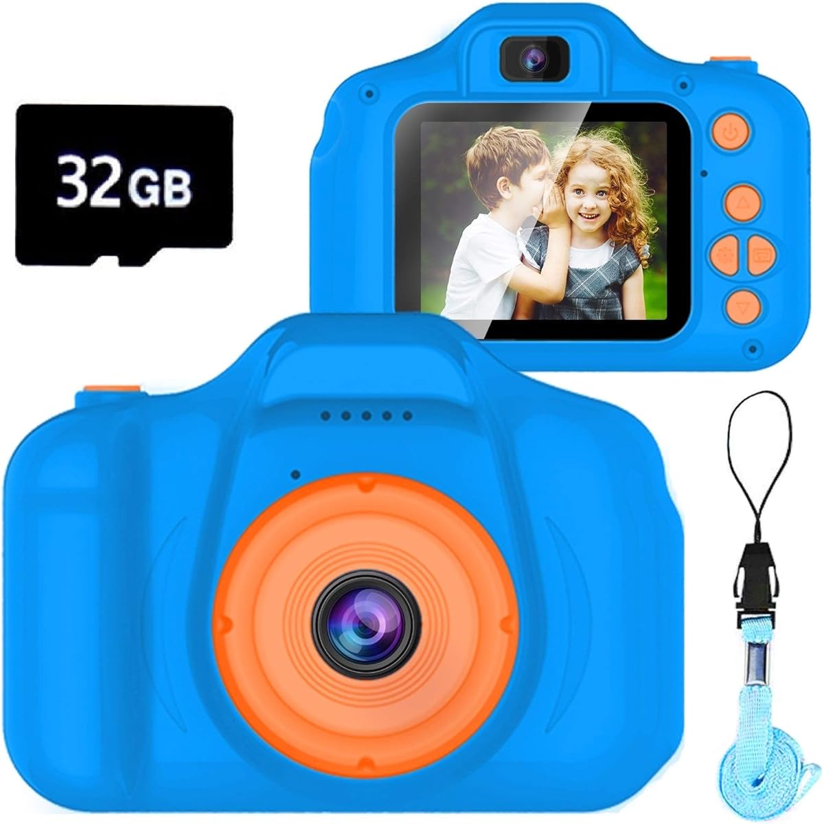 Dylanto Upgraded Kids Selfie Camera Christmas Birthday Gift for 3-9 Year Old Boys HD Digital Video Camera Toddler Portable Toy for 3 4 5 6 7 8 Year Old Boys with 32GB SD Card Navy Blue