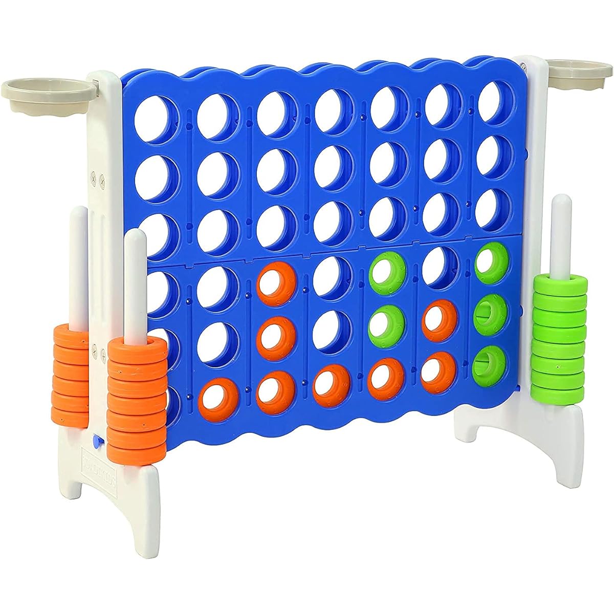Giant 4" Jumbo 4ft Adult Yard Connect Game Basketball Activity Outdoor Floor Game Kids Teenage Indoor Family Fun Board Game White/Blue -DSZQ03GB