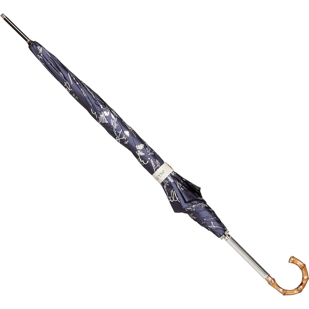 [Jill Stuart] AURORA JI-11031-31 Botanical foil letter print satin long umbrella for women