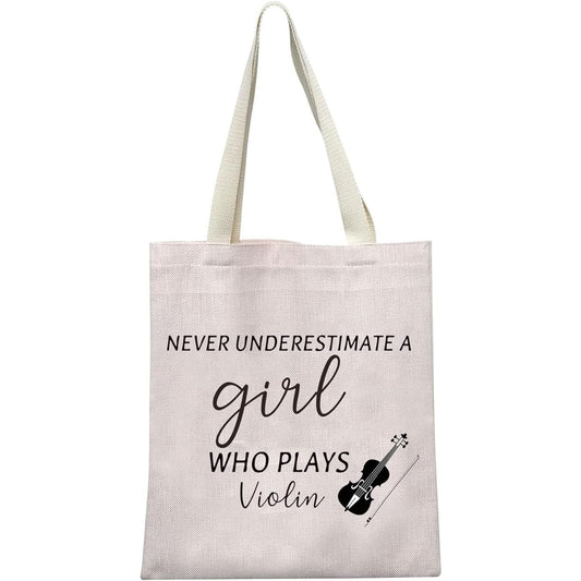 XYANFA Violin Makeup Bag Violinist Gift Violinist Gift Music Teacher Gift Musician Cosmetic Bag Girl Playing Violin, PLAYS Violin Tote, 2XL, Fashion