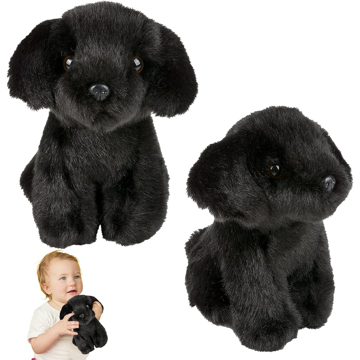HOWBOUTDIS Fluffy Adorable 6 Inch Plush Black Lab Puppy - Super Cuddly - Perfect for Everyone - Great for Puppies too - Perfect for Animal Lovers of All Ages Ages 3 and Up