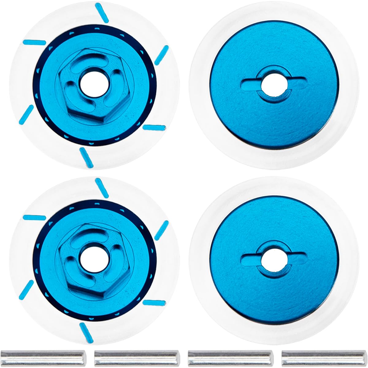 Vgoohobby 4 Pack Aluminum Alloy RC 12mm Hexagon Hub Wheel Rim Brake Disc Compatible with HSP HPI Traxxas Tamiya 1/10 On-Road Racing Model Car (Blue)
