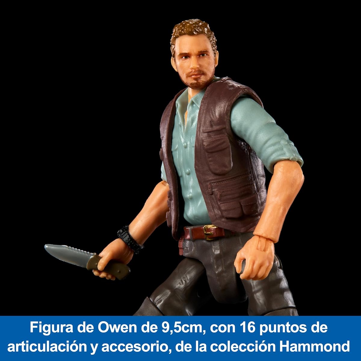 Mattel Jurassic World Hammond Collection Owen Grady Premium Authentic Movable Figure 3.75 Inch Scale Dinosaur Related Toy, HTV60
