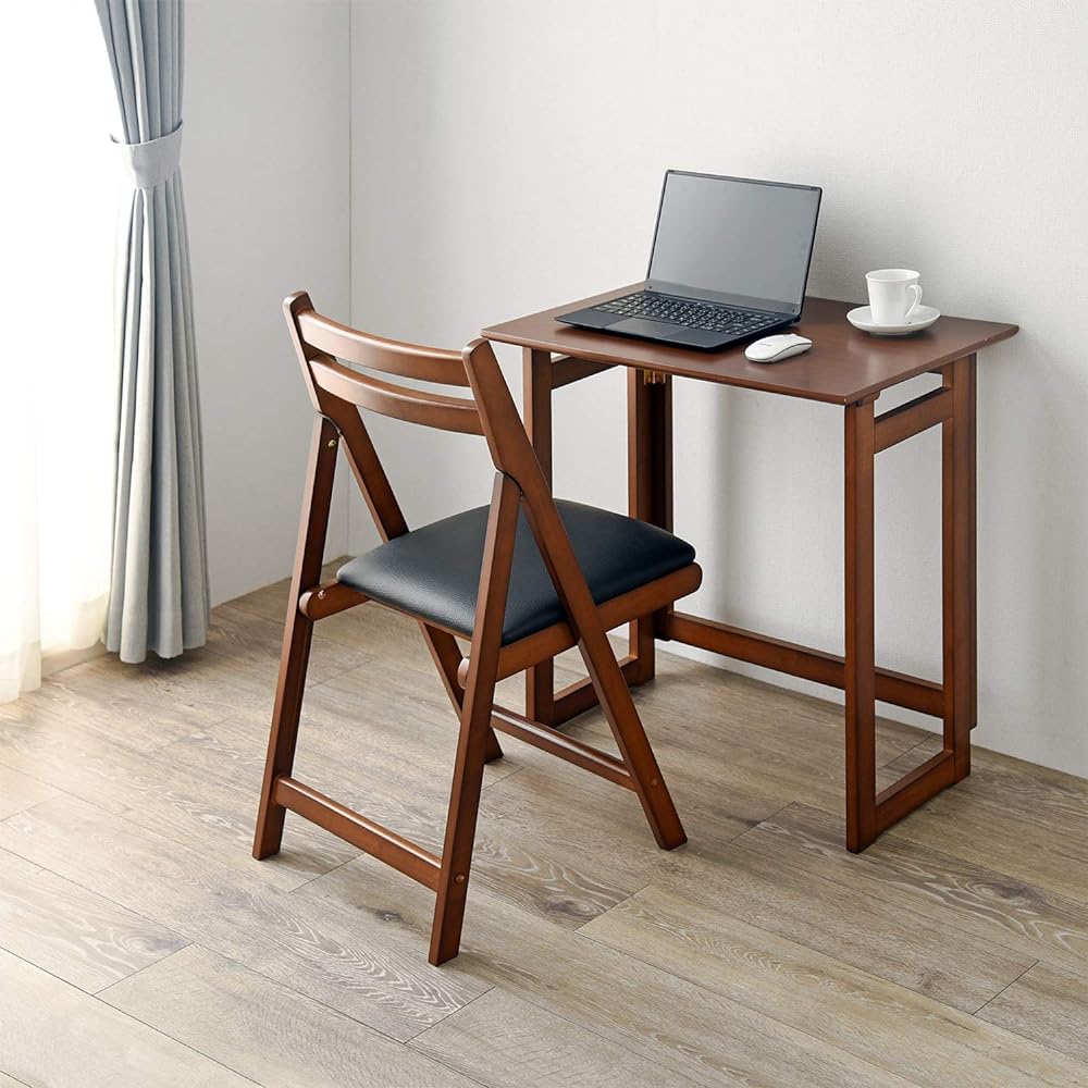 Hagiwara Desk Simple Folding [Can be replaced with the included casters] Dark Brown Height 71 Work Home VT-7812DBR