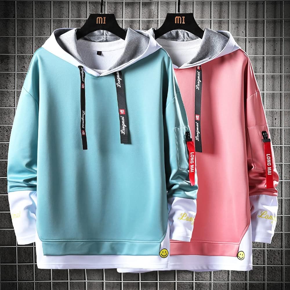 [FJLTDCP] Autumn Hoodie Men's Short Sleeve Thin Hooded Layered T-Shirt Long Sleeve Loose Casual Stylish Large Size Popular Clothes Men's