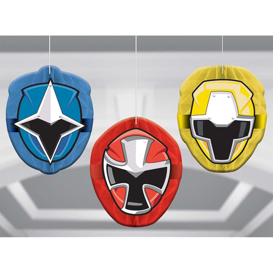 amscan 291723 Power Rangers Ninja Steel™ Honeycomb Decorations 3 Piece Party Favors Multicolor