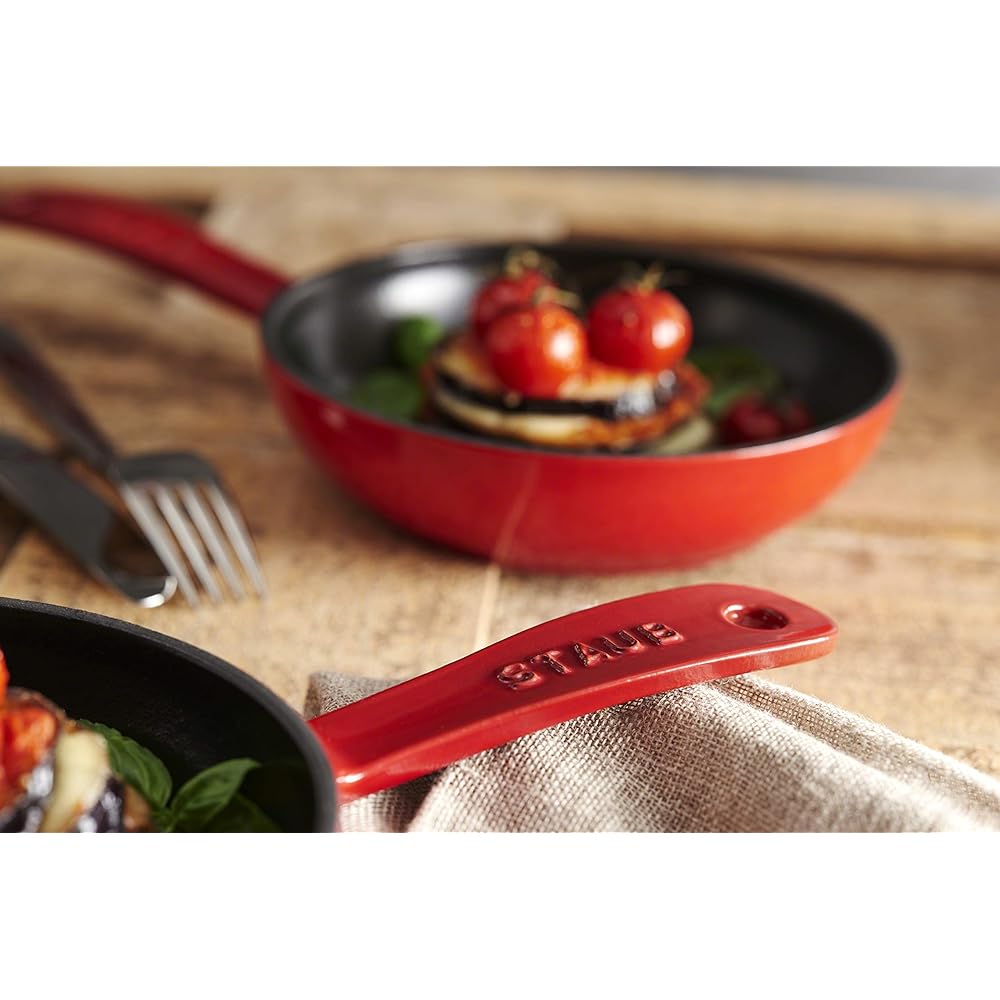 staub "Skillet Cherry 16cm" Frying Pan Enamel Cast Iron Compatible with IH [Authorized Japanese Product] Skillet 40501-146