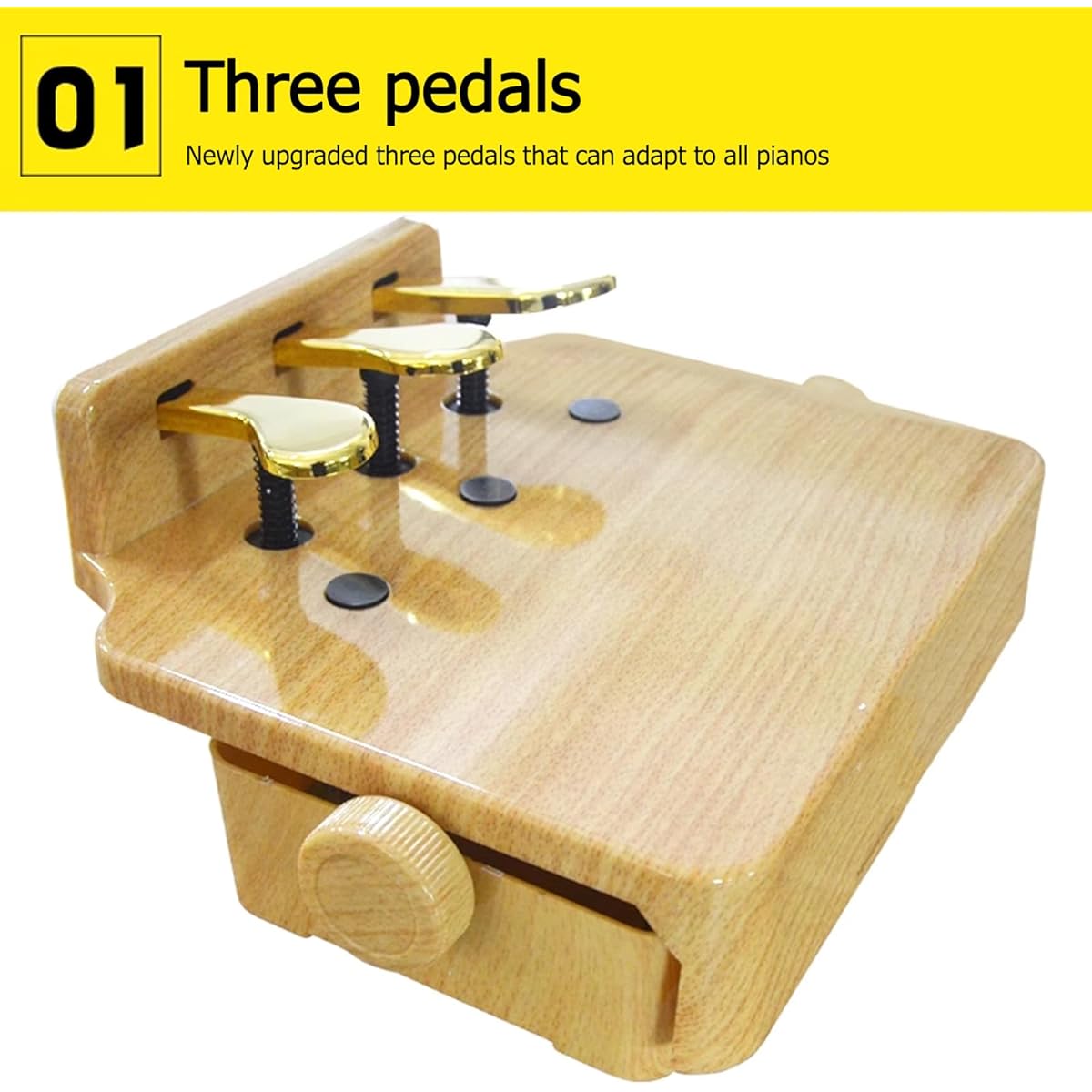 Buhelyc Piano Pedal Extender Piano Auxiliary Pedal with 3 Pedals Adjustable Height Durable, Stable, Easy to Use for Beginners, Kids