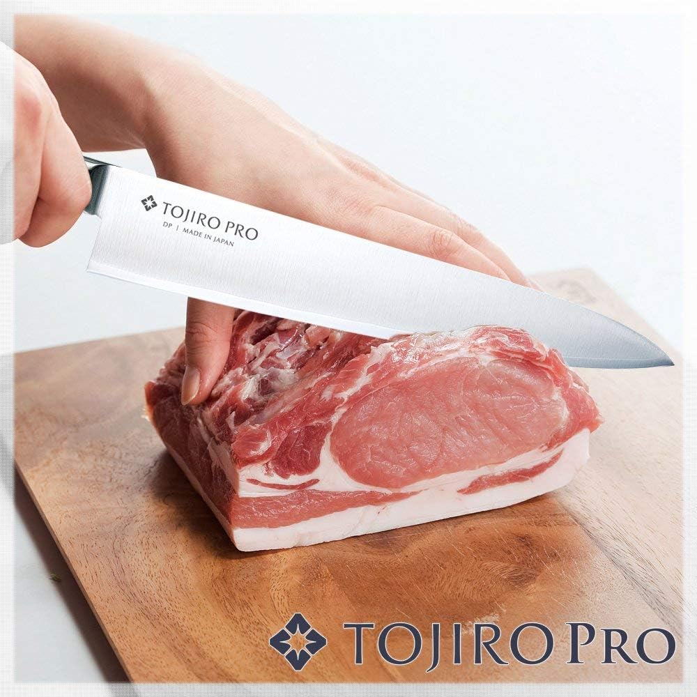 TOJIRO Gyuto 180mm Made in Japan Cobalt Alloy Steel Double Edge Chef Knife that can be used not only for meat cutting but also for cooking fish and vegetables The handle has a tornado pattern that is easy to grip All stainless steel TOJIRO PRO DP Cobalt