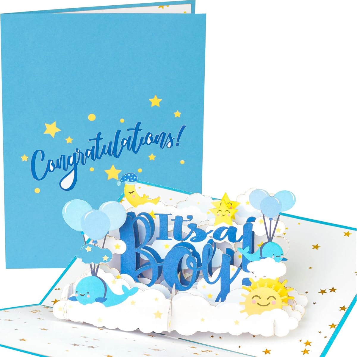 PopLife "It's a Boy!" 3D Pop-up Card Gender Reveal Pop-up Card Baby Shower New Prediction Newborn Announcement Happy Birthday Boy Gender Reveal Party