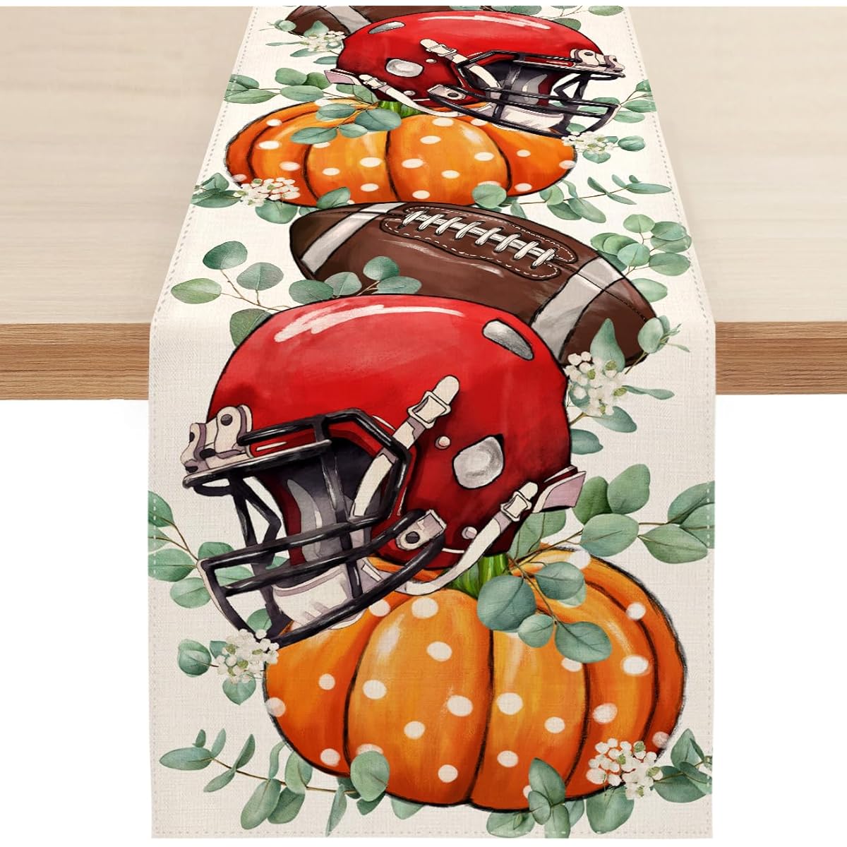 BLKWHT Fall Football Pumpkin Table Runner Fall Thanksgiving Table Decoration Kitchen Dining Coffee Indoor Outdoor Home Party Decoration 13 x 72 inches SK129