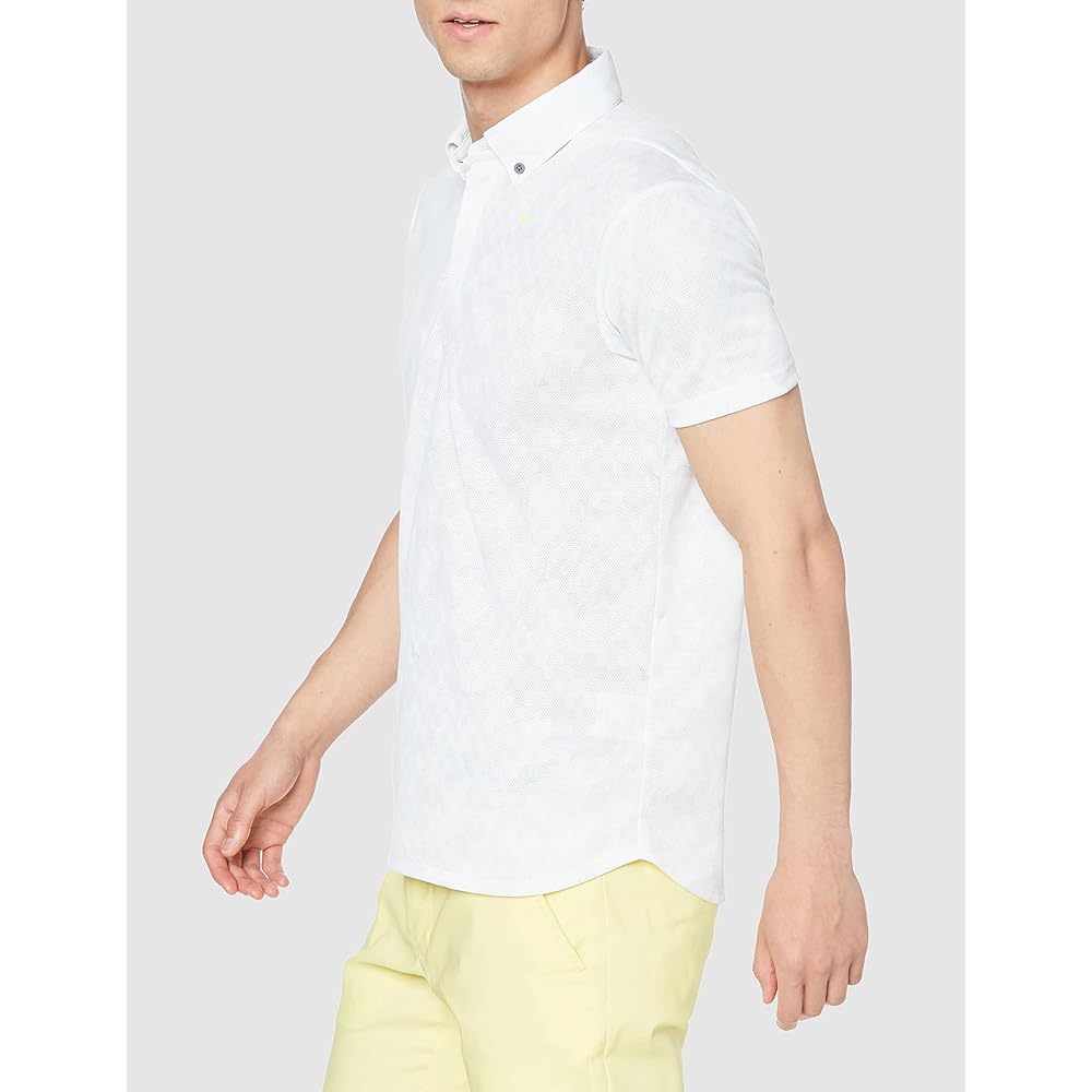 [Mizuno] Golf Wear, Mesh Jacquard, Printed Short Sleeve, Common Collar Shirt, Sweat Absorbent, Quick Drying, Stretch E2MA2001