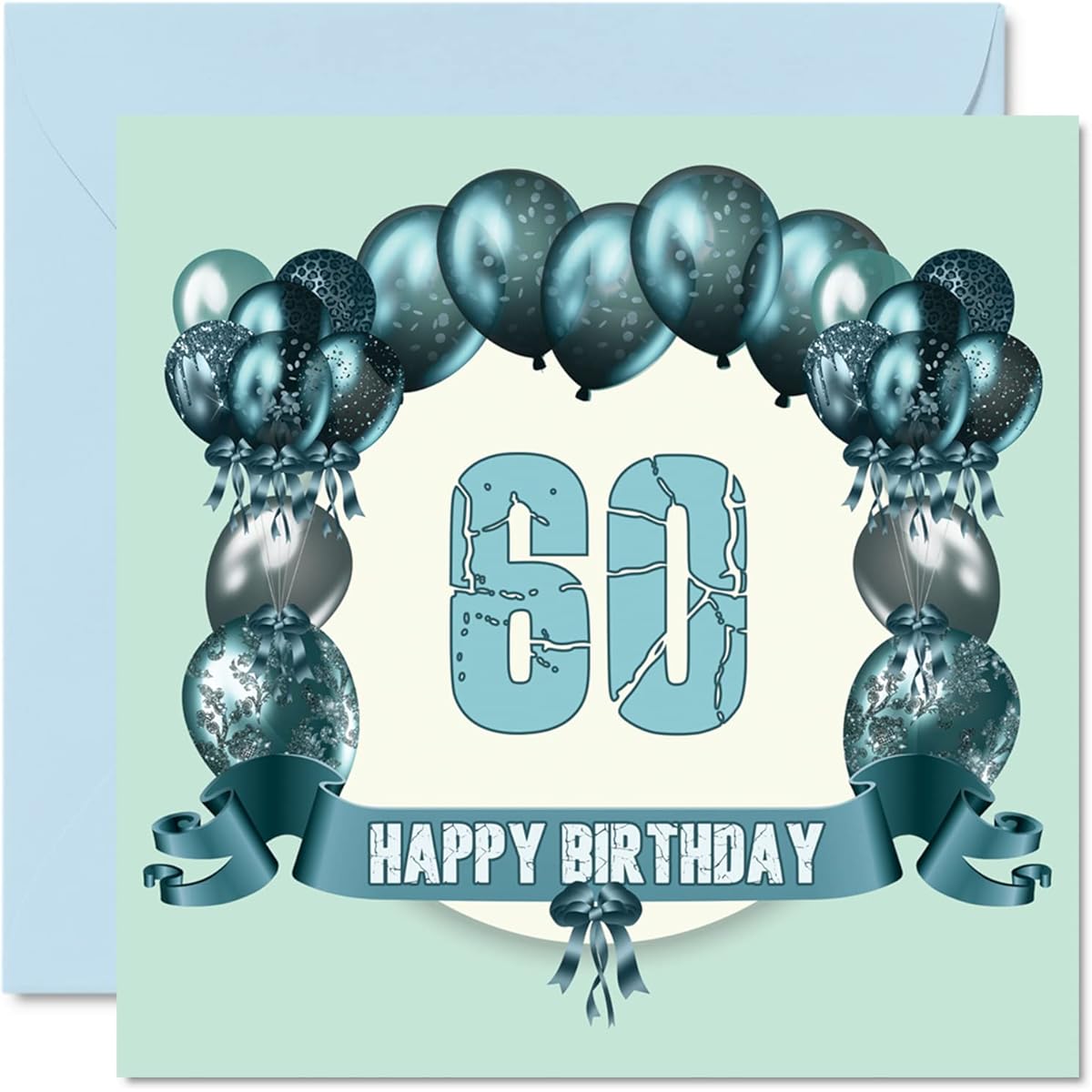Stuff4 Fun 60th Birthday Card for Men Birthday Balloons for Dad, Aunt, Uncle, Uncle, Grandpa, Grandma, Grandma, 5.7 x 5.7 Inch Greeting Card, 60th Birthday Card