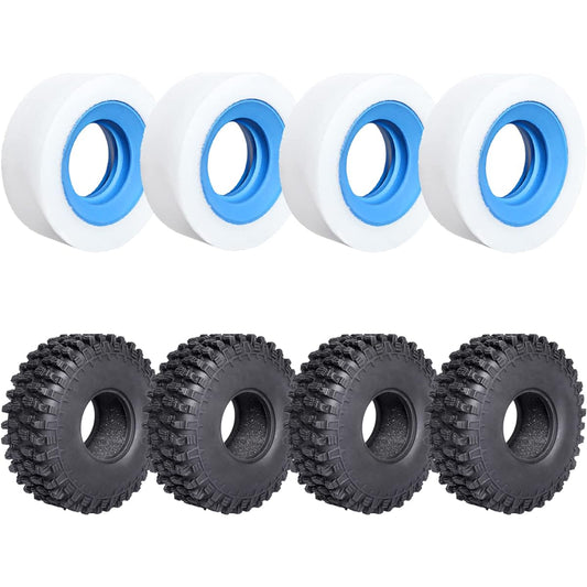 AllinRC 1.9 Dual Stage Foam Closed Cell Inner/Soft Outer Foam Insert and 1.9 Crawler Tire for RC Crawler Car Traxxas TRX4 Axial SCX10 II Redcat Gen8 (Pack of 8)