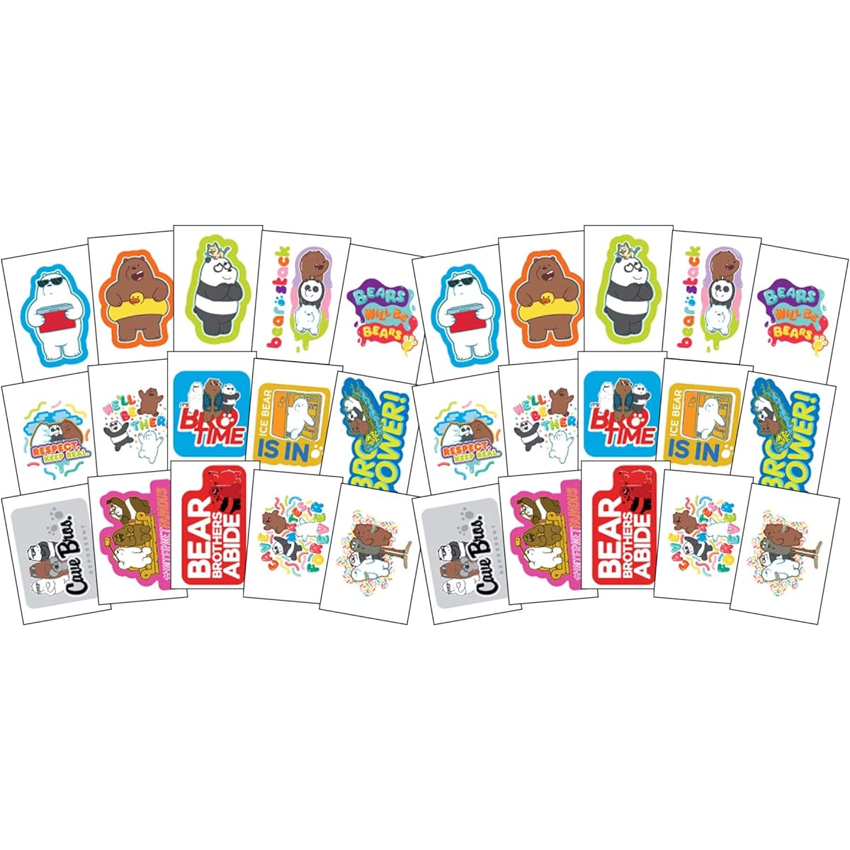 We Bare Bears Stickers - 30 Vending Sticker Sheets for Party Favors, Goodie Bags, Activities and Rewards - Grizzly, Panda, Ice Bear