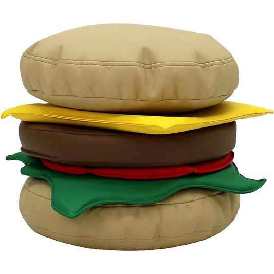 Factory Direct Partners 14010-AS SoftScape Stack-a-Burger Soft Playset - Pretend Fast Food Novelty Gift Set with Foam Patties (6 Pieces)