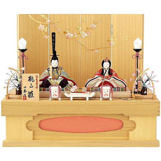 Ichihide Prince and Princess Decoration Momoyama Hina Doll No. 150 Paulownia Storage Wood-Inlay Doll H-51