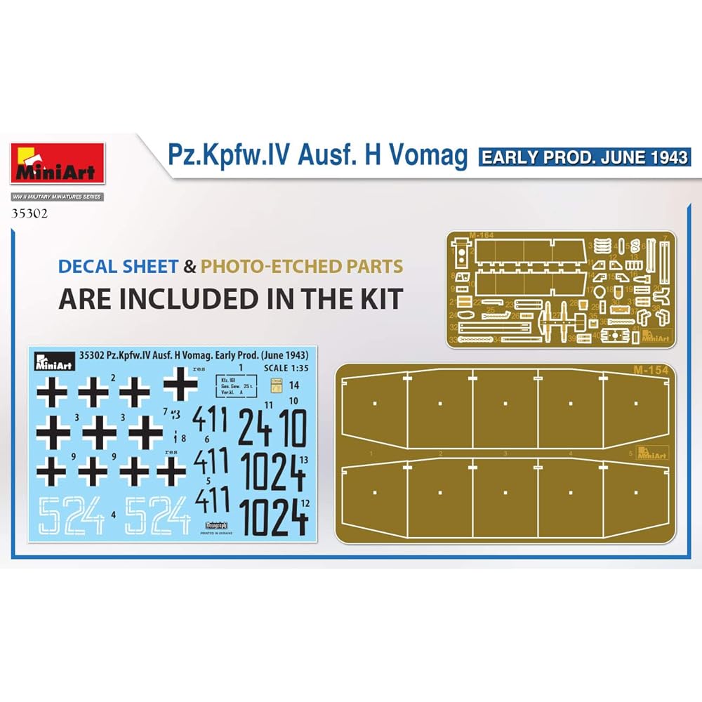 Miniart 1/35 German Army No. 4 Tank H Type Vomag Factory Early Model June 1943 Plastic Model MA35302