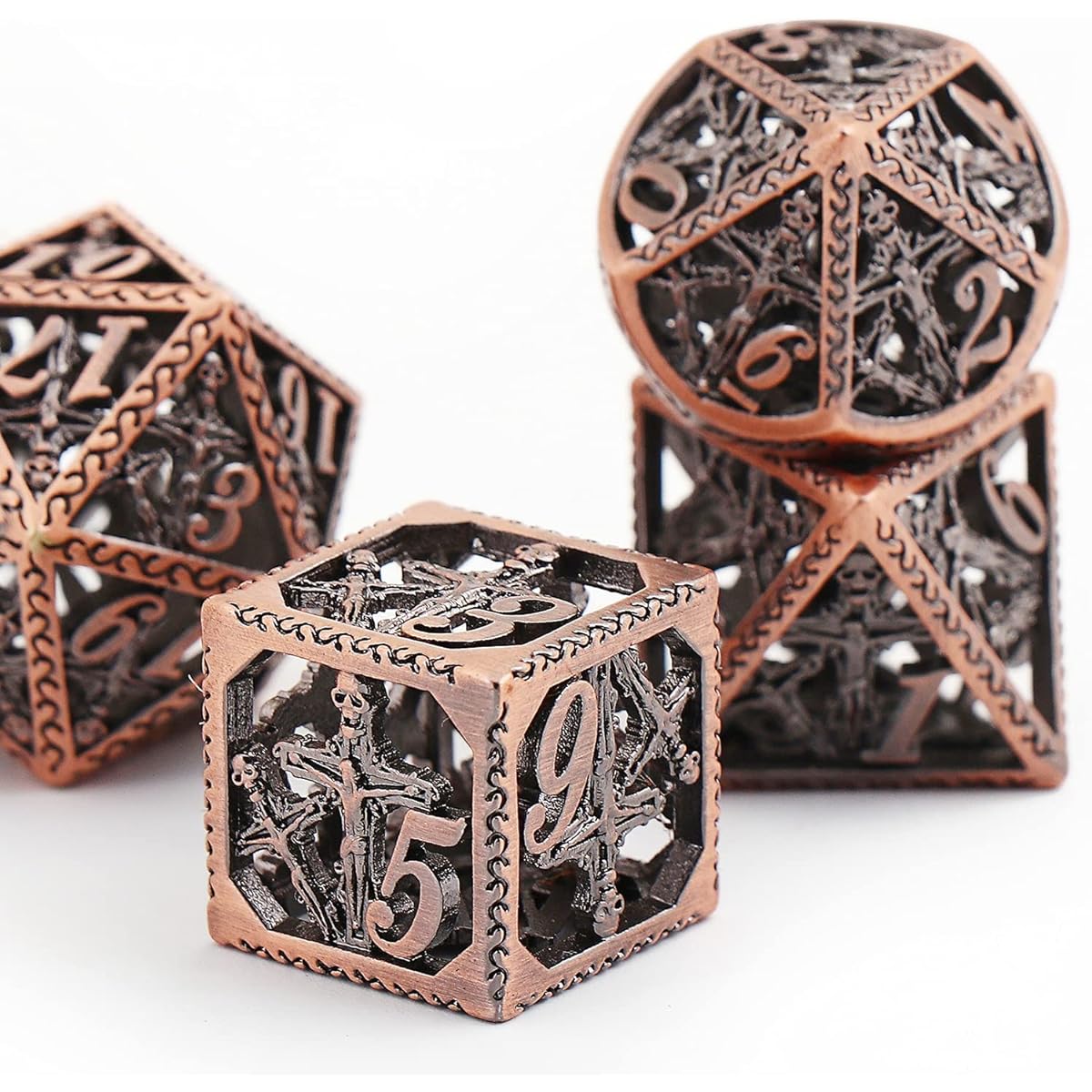 XINSHANGYUAN 7 Piece Metal Dice Set DND Game Polyhedral Hollow Out Metal D&D Dice Role Playing Game Dungeons and Dragons