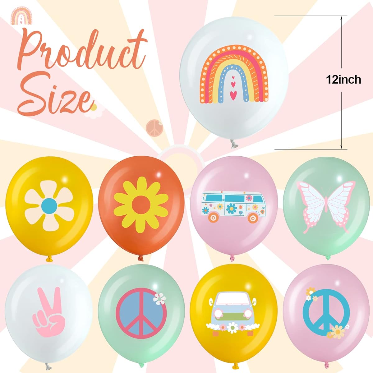 45 Pieces Groovy Retro Hippie Boho Balloons Groovy Daisy Party Balloons Groovy Balloons Daisy Flower Rainbow Peace Sign Balloons for Babies Kids Girls 2 Groovy Party Decorations (Fresh Style)