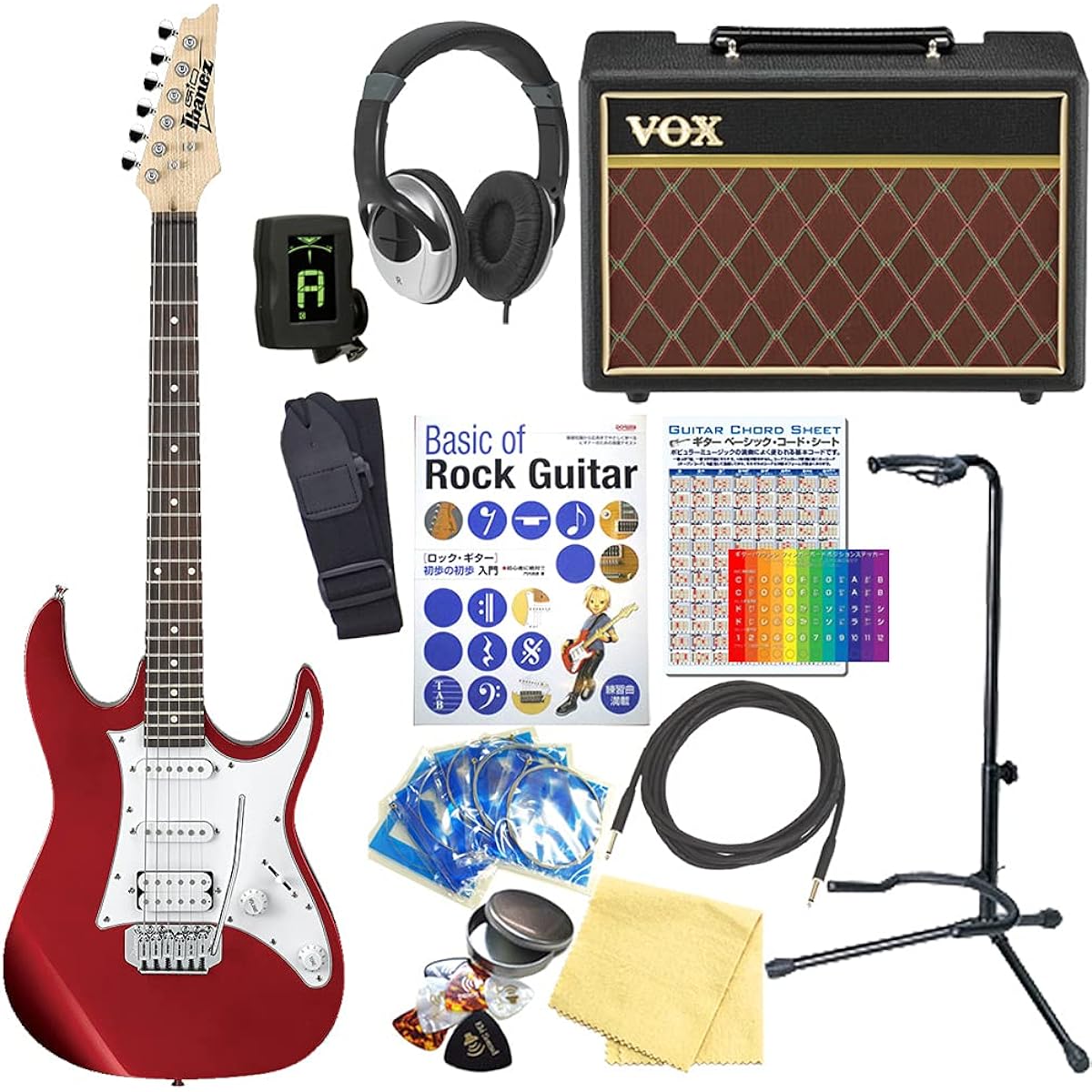 Ibanez GRX40 CA Electric Guitar with VOX Amplifier, Beginner's 15-Piece Set
