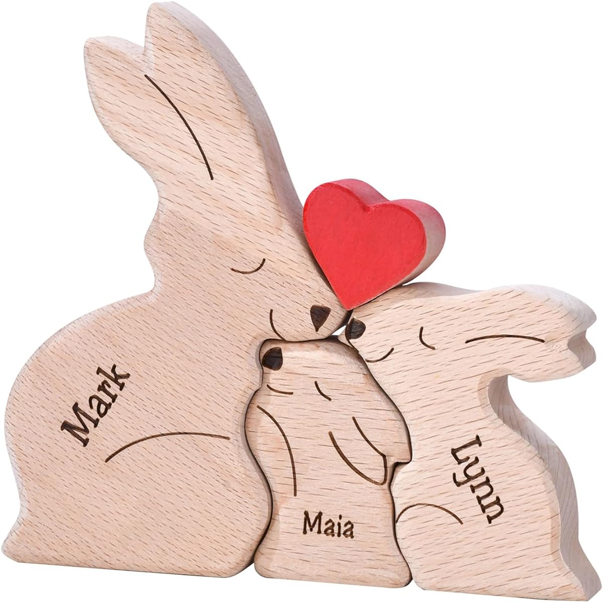Personalized Wooden Puzzle 2-8 Wooden Rabbit Puzzle with Family Name Customizable Wooden Puzzle for Home Decor or Thoughtful Gift for Mom or Dad Birthday (Rabbit)