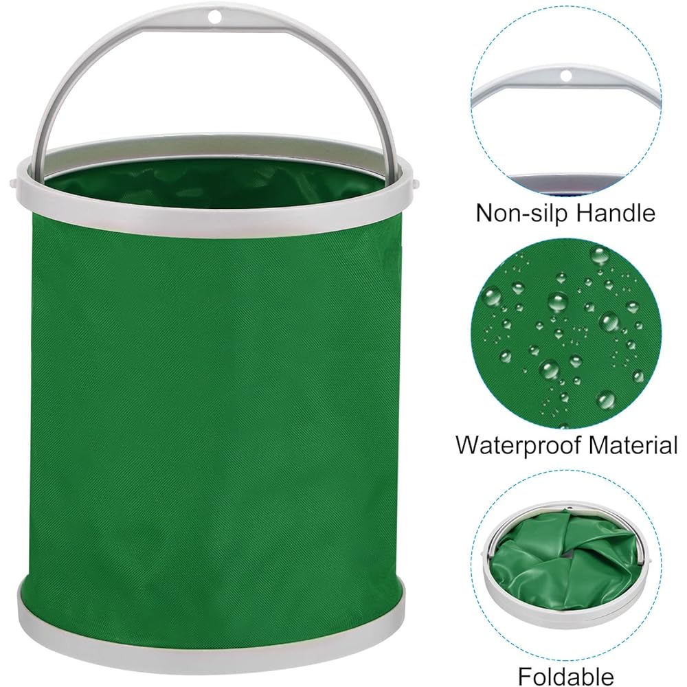 PATIKIL Camping Bucket Fishing Bucket Water Tank Foldable with Handle for Camping Car Wash 13L Green