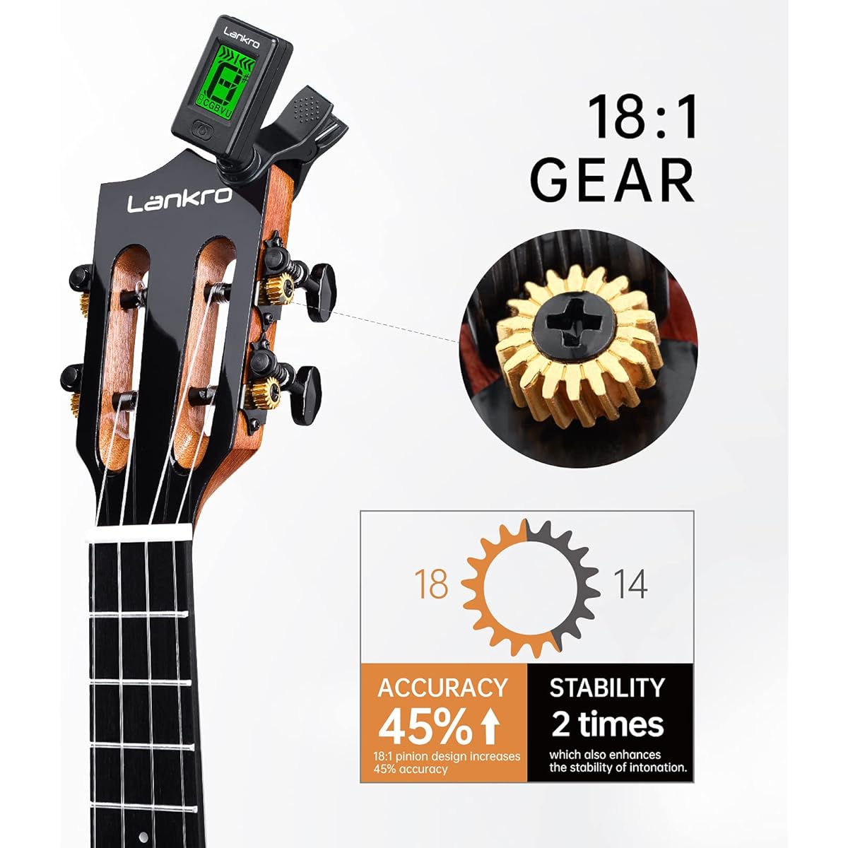 Lankro Concert Ukulele Beginner 23" Solid Mahogany Ukulele Professional Wooden Ukulele Beginner Kit with Gig Bag Pick Tuner Strap Carbon Fiber String Cleaning Cloth