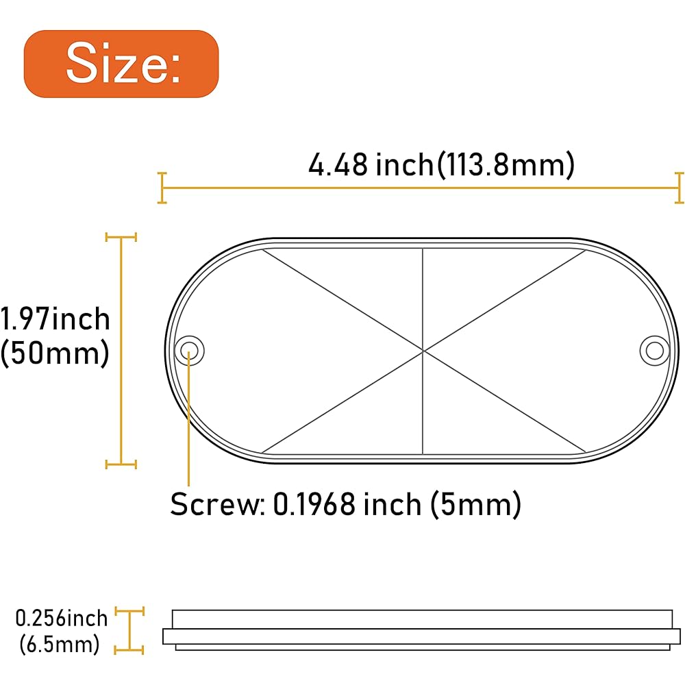 WELNENT 2Pcs Oval Stick/On Screw Mount Reflector Waterproof Self Adhesive for Truck Trailer Pickup Truck Mailbox RV Bus (White)