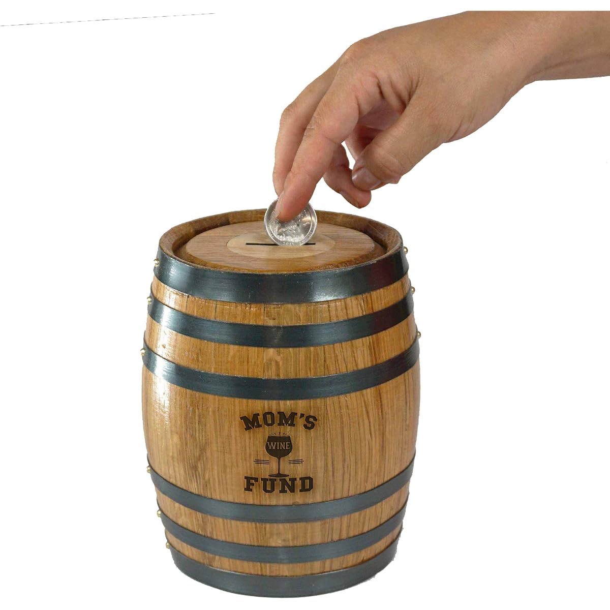 Thousand Oaks Barrel Mom's Wine Fund' Mini Oak Barrel Money Box