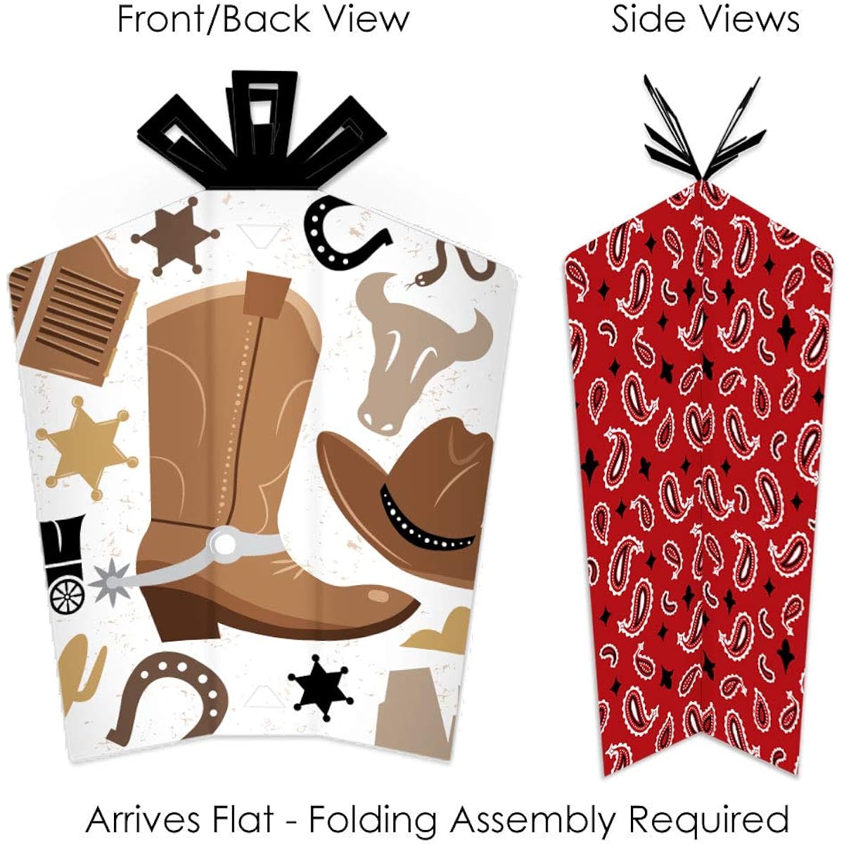 Big Dot of Happiness Western Hoedown Table Decorations Wild West Cowboy Party Folding Flair Centerpieces 10pcs