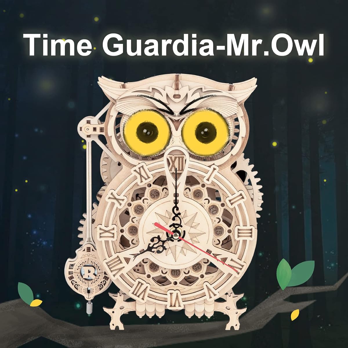 RoWood 3D Puzzle for Adults Wooden Model Kits Birthday Gifts for Adults and Teens (161 Pieces) Owl Clock