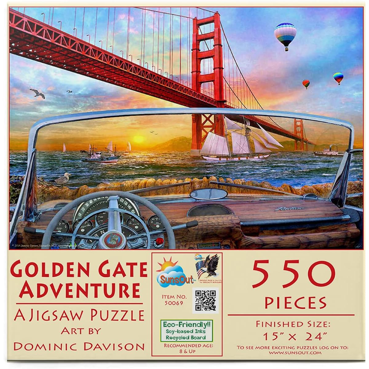 SunsOut Golden Gate Adventure 550 Piece Jigsaw Puzzle