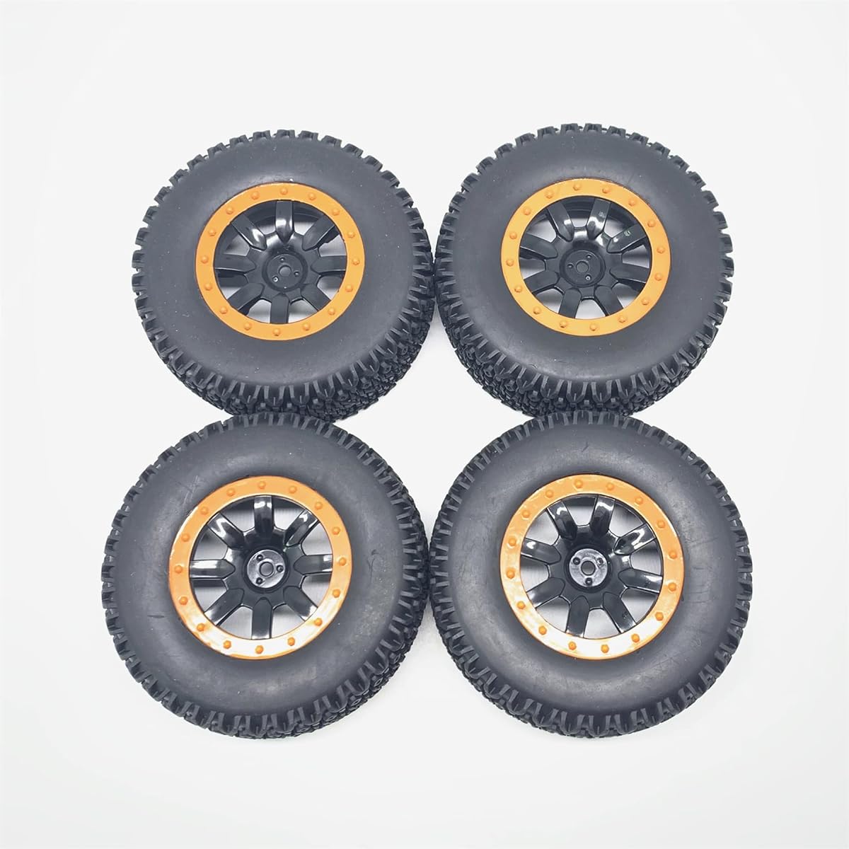 KingVal 4PCS Replacement Durable RC Tire Tire Wheel ø110 x 45mm Hex Joint 12mm 1/10 Traxxas Slash HPI Redcat HSP ZD Racing Short Course Truck (Orange)