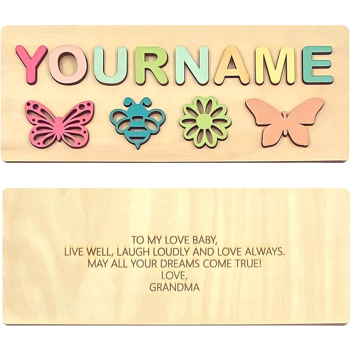 Personalized Name Puzzle - Customized Wooden Puzzle with Name Elements for Toddlers, Ages 1-3