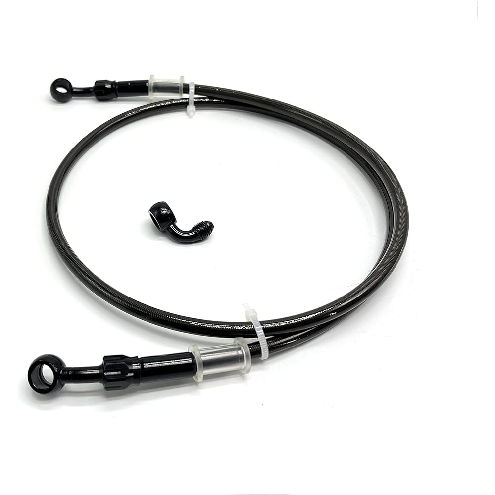 VRWEARE AN3 28 90 Degree M10 Stainless Steel Braided Motorcycle Brake Hose Line Oil Pipe with 360 Degree Rotatable Banjo ATV Motocross Pit Dirt Street Racing Bike (120cm/47.2inch)