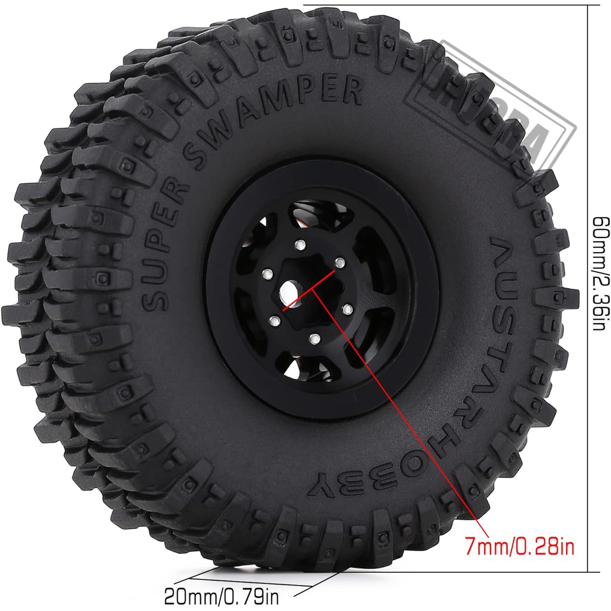 INJORA RC Tire 1.0 Wheel Rim & Mud Tire Set 1/24 RC Crawler Car Axial AX24 SCX24 AXI90081 AXI00001 Upgrade Parts (Gold & Black)