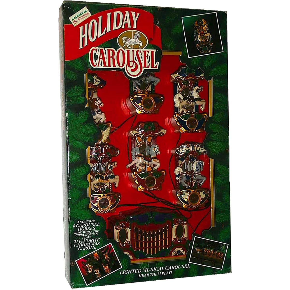 Mr. Christmas Holiday Carousel Musical / 6 Horses Figurines