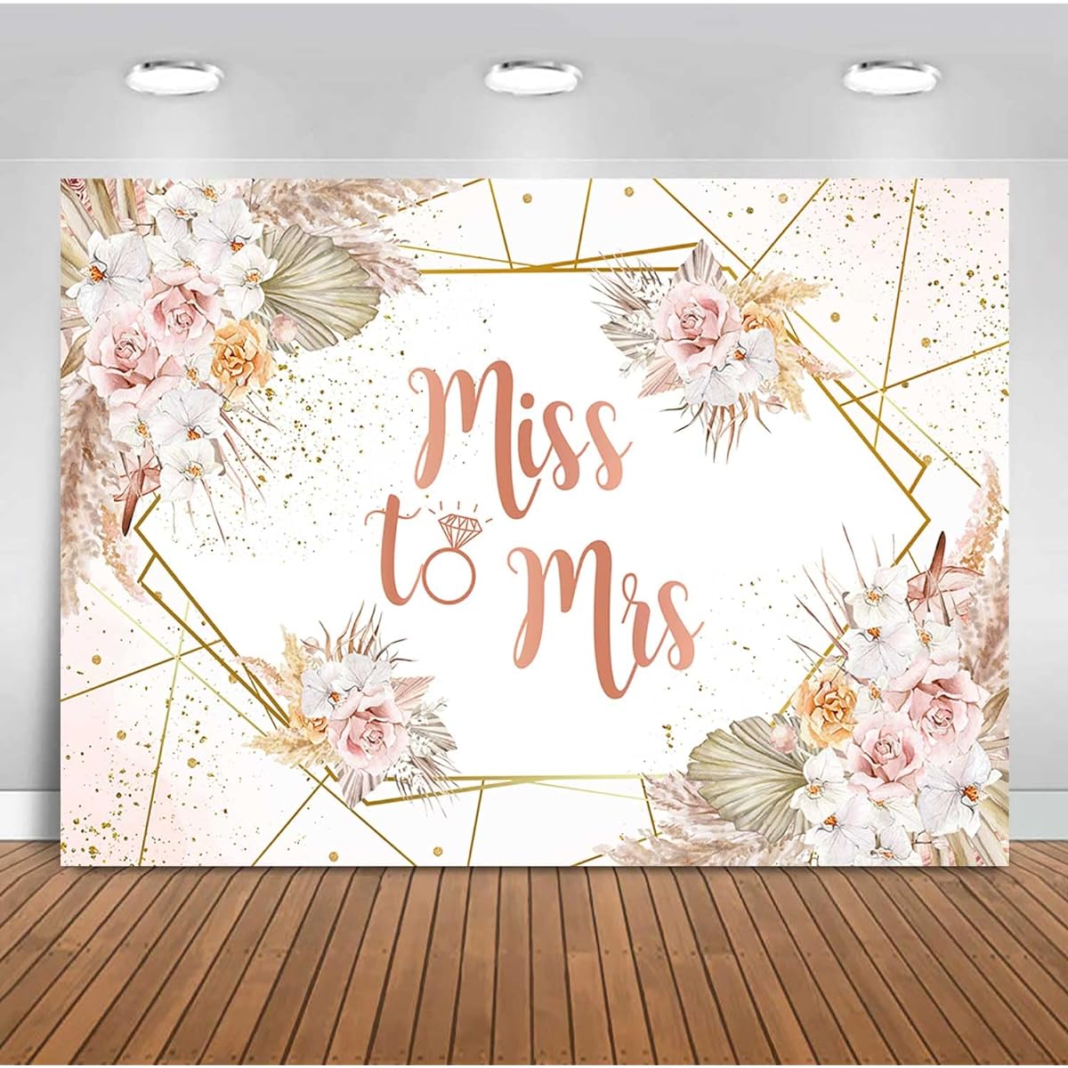 Sensfun Miss to Mrs Bridal Shower Backdrop Boho Chic Pink Floral Wedding Backdrop Bride Engagement Party Cake Table Decoration Banner Photo Booth Props (7x5ft)