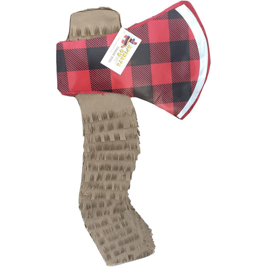 apinata4u Plaid Color Axe Pinata Lumberjack Theme
