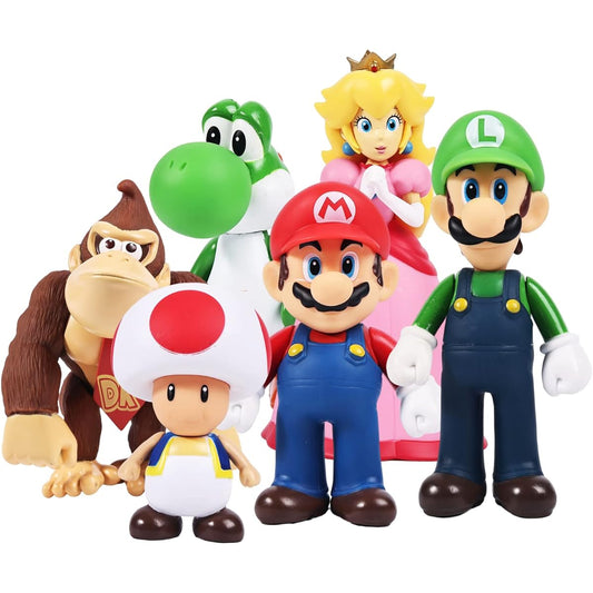 Set of 6 Mario Figure Toys - Mario & Luigi Figures - Yoshi & Mario Bros Action Figures (5 Inch)