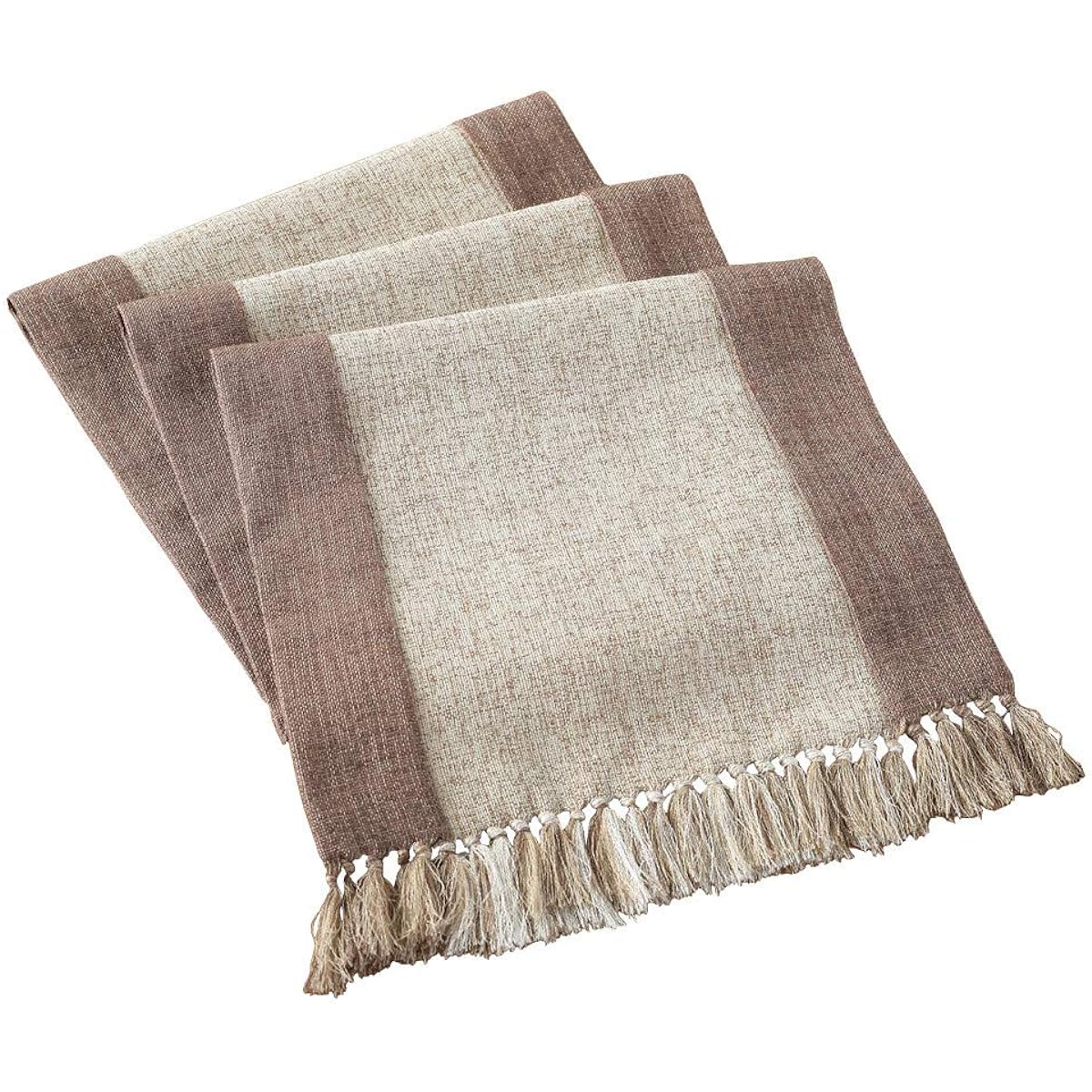 HomeyHo Rustic Table Runner with Fringe Dining End Table Runner Living Room Now Design Table Runner Long Table Runner Modern Design Washable Table Runner 15 x 71 Inches Long Beige