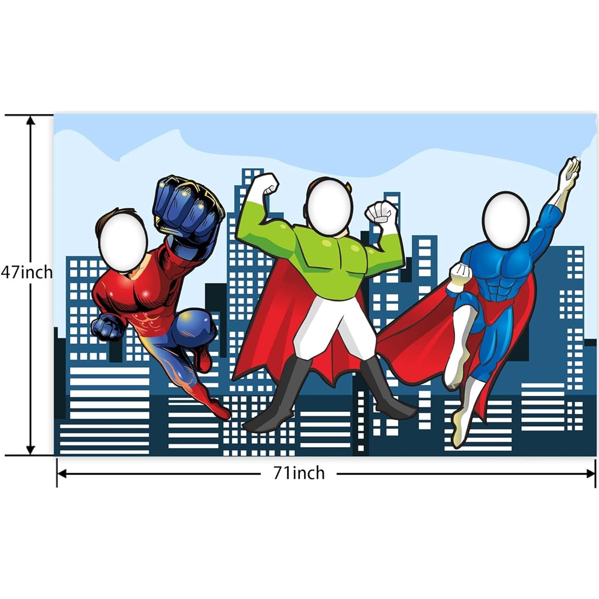 Superhero Photo Banner Backdrop Big Hero Face Photo Booth Props Pretend Play Party Game Superhero Theme Decorations 1st Birthday Party Baby Shower Favors Decorations