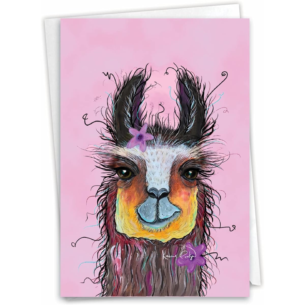 NobleWorks Birthday Greeting Card with 5 x 7 Inch Envelope (1 Card) BdayWiry Wildlife-Llama C10324EBDG