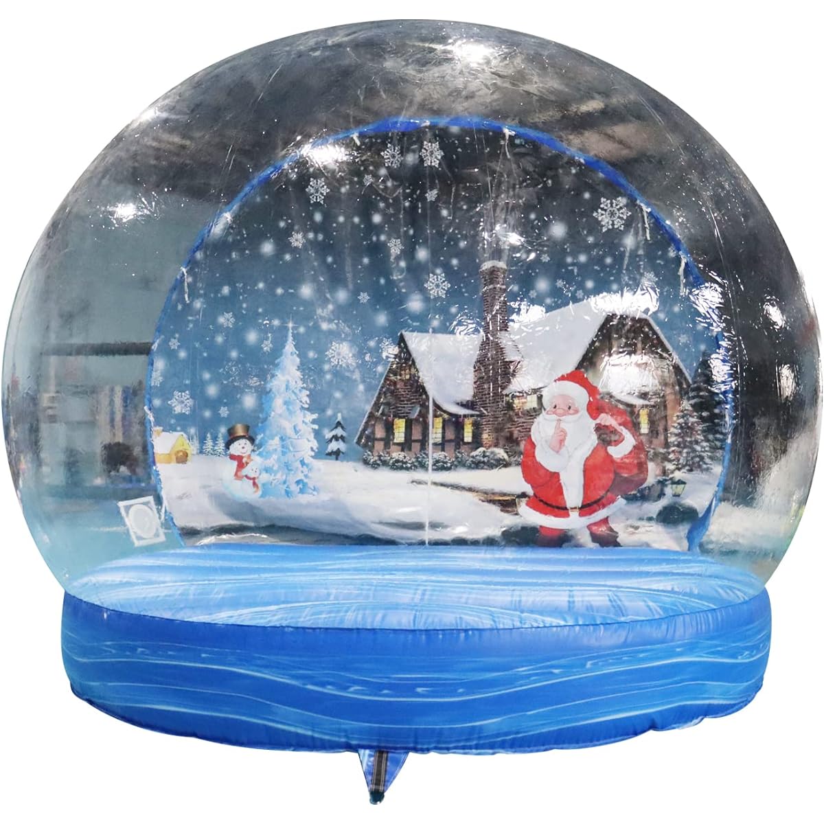 SAYOK Christmas Decorations Inflatable Snow Globe Transparent Bubble Tent with Background Print Blower and Pump 13ft