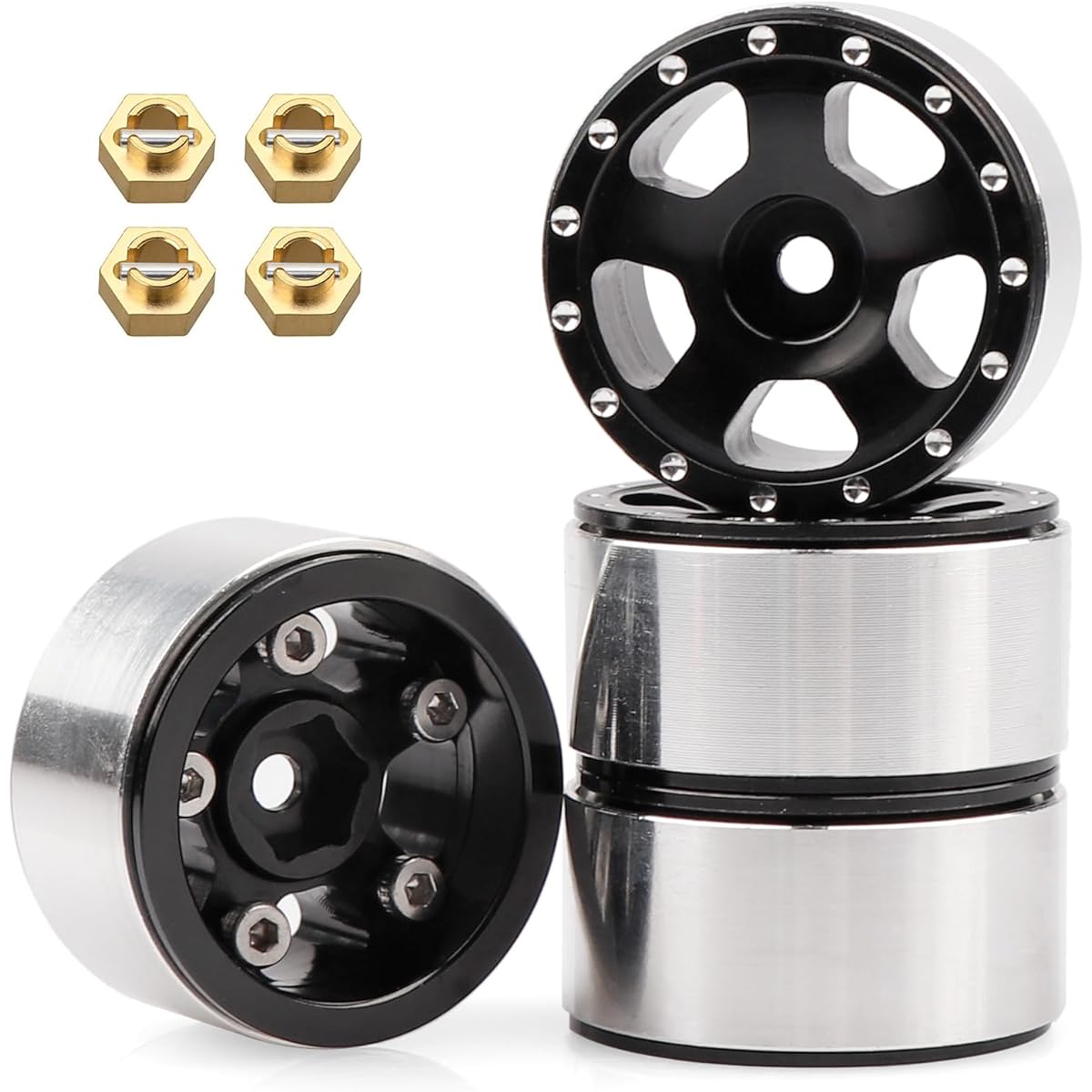 AIMROCK 1.0 Wheel Rim Metal RC Beadlock Wheel Rim Axial SCX24 Deadbolt Brocon C10 Gladiator 1/24 RC Crawler 4WD Truck Upgrade Parts (Type 1)