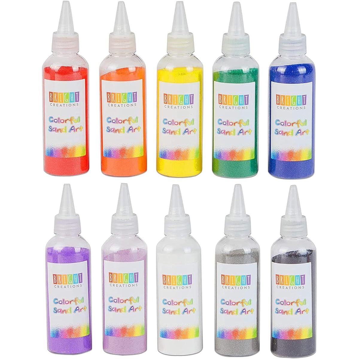 Bright Creations Colored Sand Bottles, Rainbow Colors (0.25 lbs, 10 Pack)